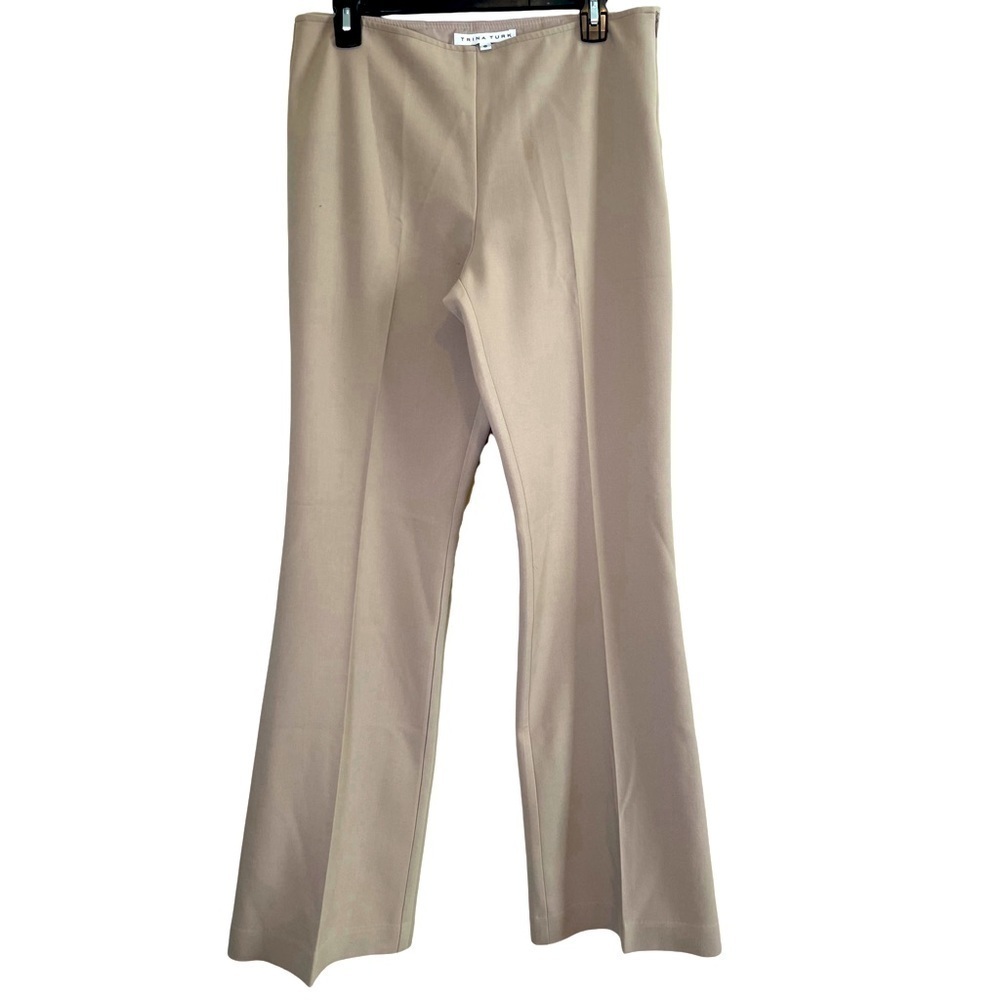 Trina Turk Tan Tailored Wide Leg Trouser Pants Womens Sz 8 Long Inseam 33”